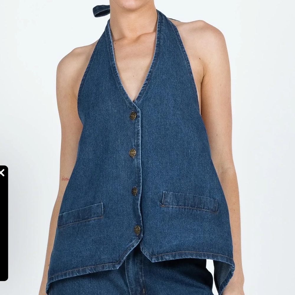 Lioness denim tie halter top